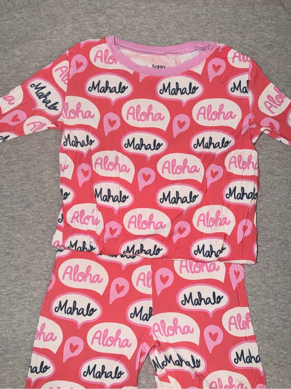 SoHa Keiki Kids Pink "Aloha" Pajama Set